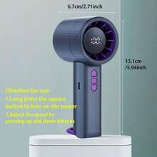 便攜式高速手持風扇 USB 快充，數位顯示 99 段可調風速，小巧強勁冷卻，1200mAh 電池供電，適合辦公桌與戶外使用，戶外海灘旅行必備靜音便攜風扇 - 彩色 - 查看 11