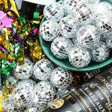 1/5/10pcs Disco Ball Decorations, Mini Silver Disco Ball Pendant, Reflective Mirror Ball Cake Decor, 70s Disco Party Supplies, Holiday Decorations Suitable For Valentine's Day, New Year, Easter Party, Mother's Day - Multicolor - View 3