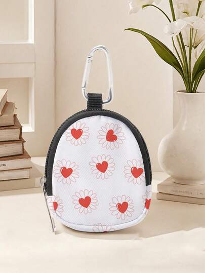 Valentine's Day Heart Pattern Wallet & Earphone Pouch, Unique Design (Photo, Landscape, Illustration, Name) Zipper Wallet, Pocket, Purse, Multipurpose Organizer Bag, Modern Fashion Travel, Birthday Gift, Anniversary Memorabilia Organizer