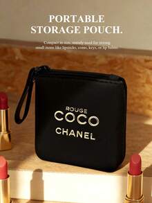CHANEL Black Mini Makeup Bag. Lipstick Organizer. Luxury Coin Purse. Portable Key And Hair Clip Pouch. - Black - View 1