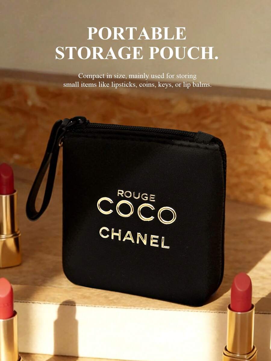 CHANEL Black Mini Makeup Bag. Lipstick Organizer. Luxury Coin Purse. Portable Key And Hair Clip Pouch. - Black - View 1