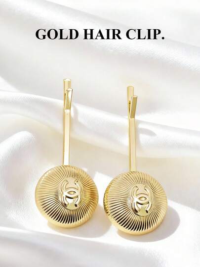 CHANEL Gold Button Hair Clip, Elegant And Fashionable Hair Accessory, Luxury Bangs Clip, Suitable For Daily Wear