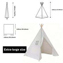 1pc Large Princesstent For Children - Available In Three Sizes: 135cm/160cm/180cm Tall, Made Of Durable Polyester Fabric, Suitable For Both Boys And Girls - An Ideal Birthday Or Holiday Gift. - White - View 12