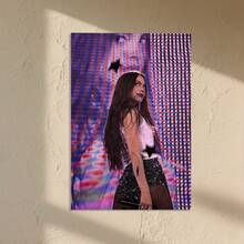 Top Pick1pc Of Ununframe Pop Superstar Poster - Olivia Canvas Wall Art, 12X18 Inches, Featuring Vibrant Pink And Blue Neon Design, Perfect For Hallways, Cafes, Or Festive Decorations, A Great Idea For - 彩色 - 查看 2
