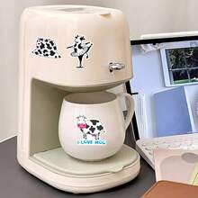 50pcs Cute Cartoon Cow Stickers, Black & White Animal Doodle English Decorative Envelope, Photo Album DIY Stickers - Multicolor - View 11