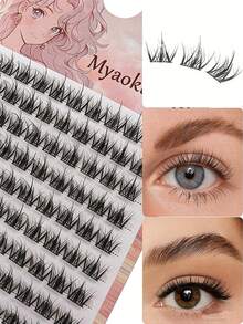 MyAoKuE-Up 100片/盒，单根假睫毛，柔软自然的仿貂毛假睫毛，DIY睫毛嫁接，睫毛簇，假睫毛 - C - 查看 3