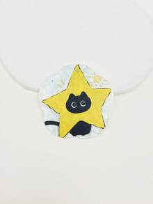 1pc Cute Floral Cat Shaped Acrylic Pendant, Double-Sided 3D Painted Black Cat Charm, Cat Pendant, DIY Jewelry Making And Decoration Accessory, Can Be Used As Keychain, Pet Tag, Birthday Gift