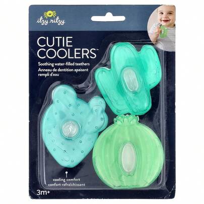 Ritzy-Filled Teethers - Cold Cutie Coolers Textured On Both Sides To Massage Sore Gums & Emerging Teeth - Can Be Chilled In Refrigerator, Set Of 3 Green Cactus Teethers,Teether Toy,Birthday