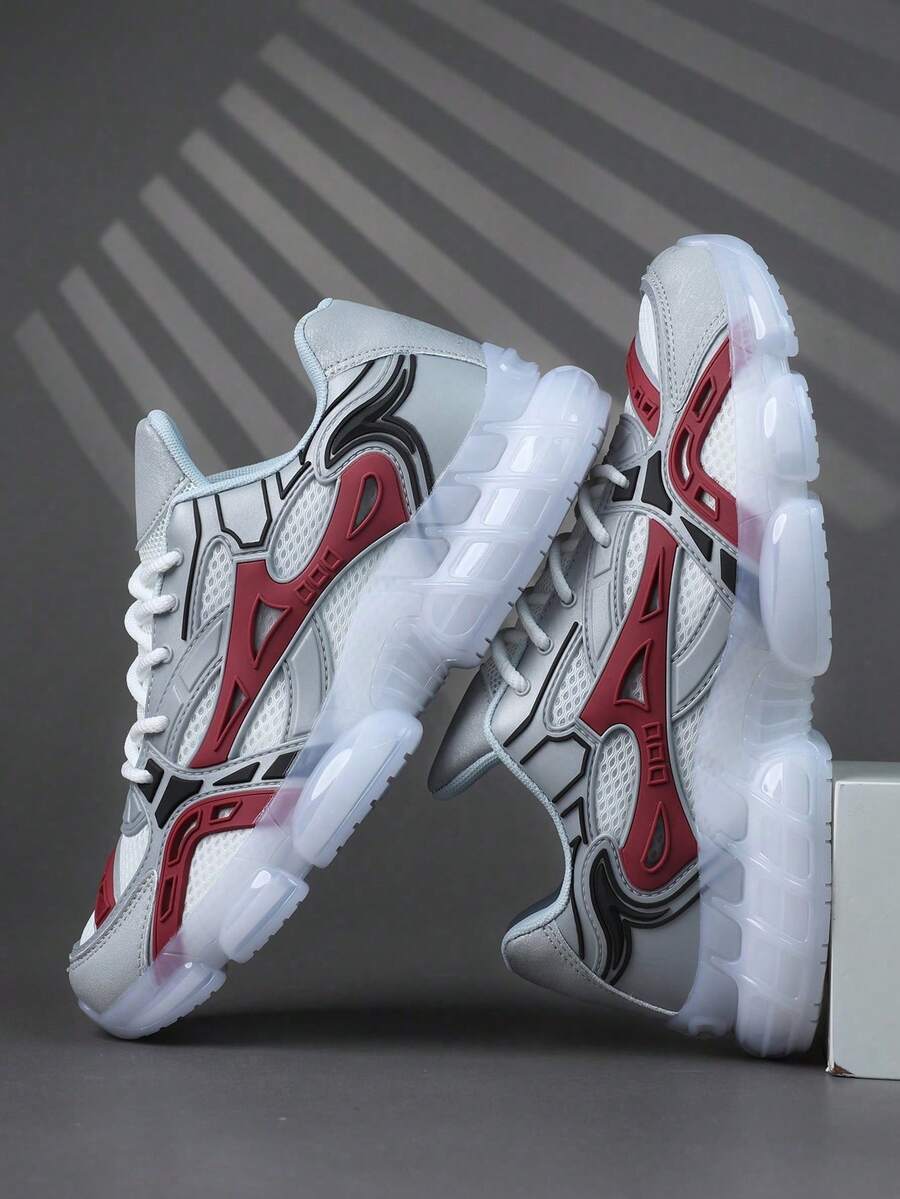 Zapatos deportivos para hombre, zapatos casuales para correr, zapatos para trotar, zapatos para caminar, zapatillas de moda de color degradado de caña baja, estilo callejero de tenis - ceniza blanca - Ver 1