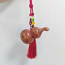 Beautiful Gourd Pendant Decoration, Home Decor, Bag Decoration, Car Hanging Decoration, Natural Textured Wooden Gourd, Portable, Unique Gift - Wherever You Go, Whatever You Do, May Your Gourd Watch Over You. - Coffee Brown - View 6