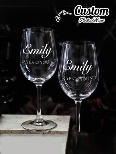 Customizable Wine Glass, Personalized Wedding Glass, Photo & Text Customized, High Borosilicate Glass, Stemmed Highball Glass, White Wine Glass, Red Wine Glass, Face & Name Customized Cup, Bridesmaid Groomsmen Gifts, Wedding Party Essentials