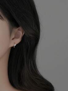 1 Pair Fashion 925 Sterling Silver Zirconia Star Ear Buckle Advanced Sparkling Design For Women Girls Jewelry Gifts