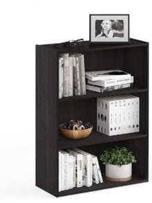 Furinno 11208EX Pasir 3-Tier Open Shelf, Espresso - Negro - Ver 3