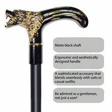 de caminar para hombres y mujeres y personas mayores, 36.5 pulgadas, resistente capacidad de ms de 500 libras, mango ergonmico de lobo, diseo decorativo y adornado, arte gtico y - negrodorado - Ver 5