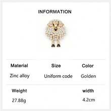 "1pc Cute Sheep Brooch Pin - Golden-Tone & Fleece-Like Texture, Elegant Christmas & Holiday Jewelry For Women, Party, Everyday Outfits - Zinc Alloy " - Little Sheep - View 8