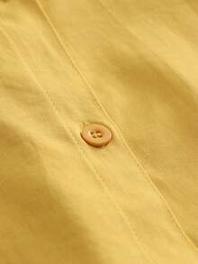 Women Casual Single Breasted Long Sleeve High Low Blouse Spring - Yellow - View 5