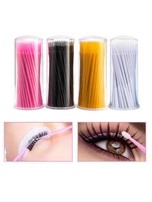 100pcs/Pack Eyelash Extension Cleaning Swabs, Eyelash Lift Glue Remover, Micro Eyelash Brushes, Multi-Functional Nano Cleaning Swabs For Makeup Removal, Eyeliner Removal, Eyelash And Microblading Cleaning - Multicolor - View 7