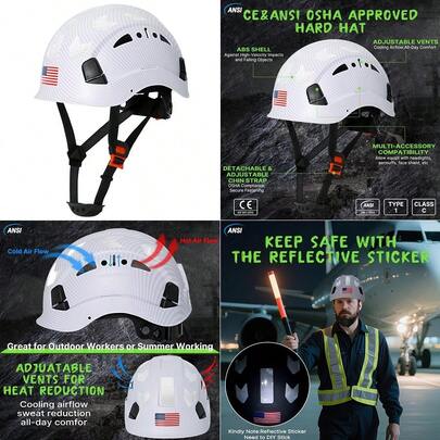 Fiber Pattern Hard Hats Construction OSHA Approved Hard Hat,ANSI Z89.1 Type 1 Class C Adjustble Vented Safety Helmet For Men Women,6Pt Suspension Low Profile Hard Hat With Chin Strap Cascos