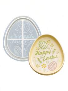 1个复活节托盘树脂环氧树脂模具，DIY节日装饰卡通兔子彩蛋收纳盘杯垫模具，情人节、复活节、母亲节、开斋节、宰牲节的理想礼物 - 彩色 - 查看 5