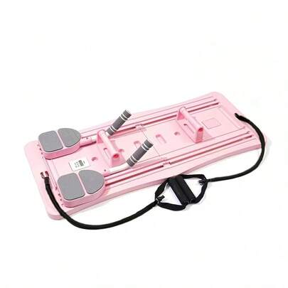 可折叠普拉提板 - 多功能腹部训练器、核心肌群训练器材、便携式健身装备，适用于家庭和健身房，配有黑白弹力带，是情人节、妇女节、母亲节的理想礼物，普拉提器材