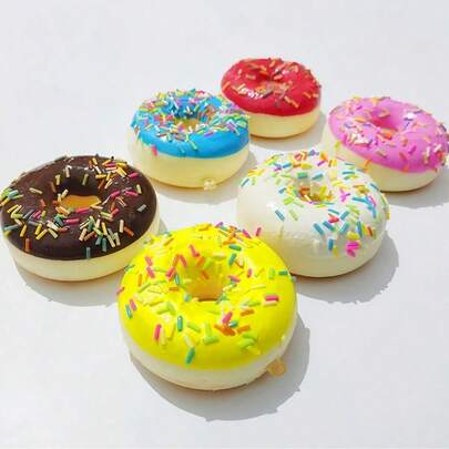 Đồ chơi bánh donut giả bằng PU mềm dẻo, đàn hồi chậm, bánh ngọt, đồ chơi hình bánh mì, nam châm dán tủ lạnh, đồ trang trí mặt dây chuyền nhỏ.