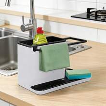 多功能厨房海绵架和水槽收纳架，适用于浴室和厨房 - 彩色 - 查看 2