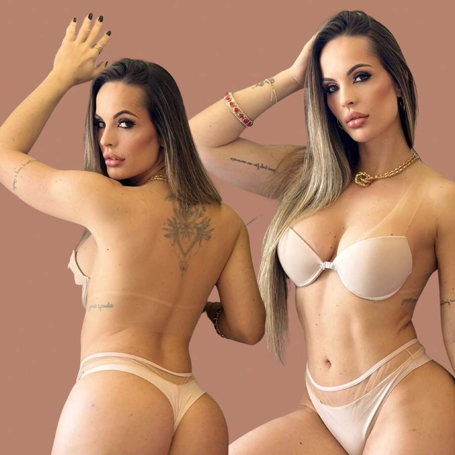 Sutian Tule Illusion Transparência Conjunto Sutiã Usar Vestido Calcinha Sutia Vazado Costas abertas
