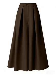 Commuting Fashionable High-End Loose Pleated Wide-Leg Pants Spring - Coffee Brown - View 3