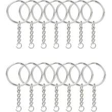 50 - Piece Split Key Ring Kit With Chains Jump Rings - 1 Inch Silver Nickel Bulk Jewelry Making Supplies Keychains, Charms, Crafts - 50PCS - 查看 1
