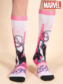 Marvel Bộ 2/1 đôi tất siêu anh hùng Spider-Man & Gwen thoải mái - Tất mềm mại, thoáng khí, dài đến bắp chân, co giãn, thấm hút mồ hôi, thời trang - Thích hợp làm quà tặng, dự tiệc, mặc thường ngày. - Nhiều màu - Xem 5
