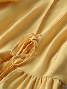 2pcs Linen Casual Elegant Vacation & Daily Wear Outfits, Casual Dresses, Casual Women Outfits, Summer Holiday Outfits, Elegant Women's Set - Yellow - View 9