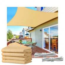 CYPNMalla Sombra 4x3m para ExterioresTranspirable y Engrosado Lonas para Exteriores con Protección UV para Patio Jardín terraza cocheras Piscina y Actividades al Aire LibreFashion - Beis - Ver 8