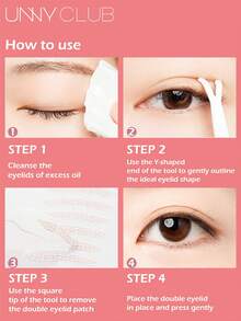 unny club 150片装自粘隐形双眼皮贴 - 提拉条和速效眼皮贴，适用于单眼皮、下垂眼皮、不对称眼皮和单眼皮，配有叉杆和镊子 - 彩色 - 查看 3
