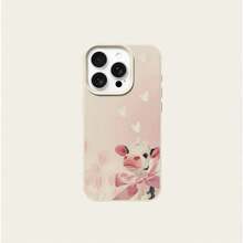 1个柔软TPU材质可爱粉色蝴蝶结奶牛图案手机壳，兼容 17 Pro Max/17/16 Pro Max/15/13/12/11、S20 FE/A15/S24/A55、Redmi Note 11/12/13 Pro，全包防震保护套 - 白色 - 查看 5