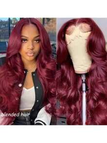 26Inch 99J Burgundy 180% Density Glueless Short Body Wave Bob Wig Human Blended Hair Pre Plucked Put On And Go Wigs Pre Cut Lace Body Wave Short Bob Lace Frontal Wigs For Women No Glue 13x4 Lace Front Wigs10-36Inch - S99J/BUG - View 1