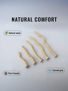 Natural Wood Bird Perch Stand, Curved Wooden Cage Perch With Screw Fixing For Parrots, Budgies And Small Pet Birds - Apricot - View 4