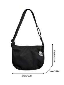 1 Stück lässige japanische Kunst Stil Umhängetasche mit Diagonalriemen, modische Studententasche in Taschenform, verstellbarer Riemen, Reißverschluss, Polyesterfutter, einfarbiges Design mit farbigen Kantendetails - entworfen für modebewusste Frauen, geeignet für den täglichen Gebrauch, Reisen, Einkaufen, perfekte Geschenkwahl - Verschiedenfarbig - Übersicht 9