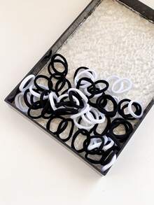 1119pcs Black & White Hair Accessories Set! Includes Hair Ties, Elastic Bands, Styling Tools, Minimalist & Elegant, Suitable For All Hair Types, Practical For Daily Braiding & Bun Hairstyles ,Ponytail Holders ,Hair Elastics ,Hair Rubber Bands ,Scrunchies ,Hair Rope - Multicolor - View 7