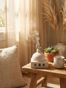 1个清真寺圆顶形树脂香炉，简约新月形装饰香炉，拱形镂空底座，适合家居装饰 - 彩色 - 查看 8