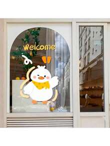 Pegatinas estáticas de pato amarillo lindo al estilo Ins, sin pegamento, removibles, para decoración de ropa de niños, tienda, ventana, puerta de vidrio, anti-colisión - Multicolor - Ver 3