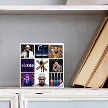 Decorative Wooden Box With Grid Of Album Cover/Artwork Prints - Elegant Display Case For Music Memorabilia, Art Collectibles, Or Photo Albums - Sturdy MDF Construction, Smooth Finish, Ideal For Shelf Decoration, Home Office, Or Music Lover Gift - 白色 - 查看 2