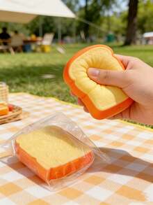 1Pc Bread-Shaped Decompression Toy: Soft Squishy Stress Relief Fidget With Quick Restore, Realistic Food Design For Office Breaks, Study Sessions, Travel Entertainment, Party Favors, Gift For Adults, Teens, Stress Relief Seekers, Fidget Enthusiasts & Novelty Toy Lovers - trái cam - Xem 3
