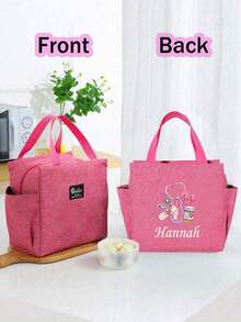 1pc Customized Name Nurse Tote Bag,Personalized Stethoscope Tote Bag, Personalized Lunch Bag With Nurse-Themed, Custom Name, Themed Design With Heartbeat & Stethoscope Print, Portable Insulated Lunch Bag Double Pocket Lunch Bag