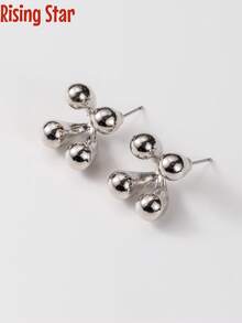 2 Pairs Of 4-Piece European And American Minimalist Order Ball Design, Round Bead Geometric Shape Earrings, Women's Versatile And Compact Earrings, Daily Commuting Temperament Earrings - 2 Pairs Of Small Ball Earrings - View 6