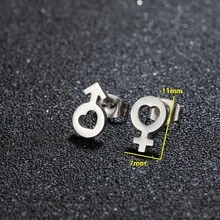 1 paire de boucles d'oreilles unisexes en acier inoxydable, design minimaliste, polyvalentes pour un port quotidien ou pour les sorties - GED519 - Voir 3