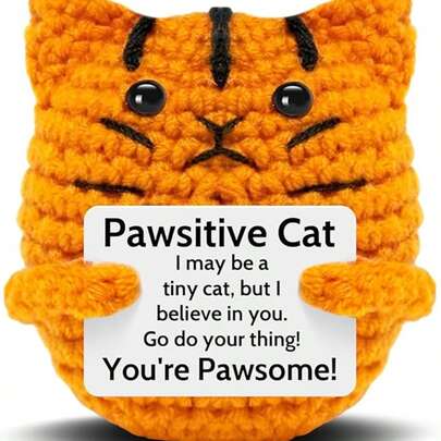 1pc Kittens Crochet Ladies, Orange Cats Give Their Mothers, Sisters And Friends Positive Animal Decorations For Valentine's Day, Christmas And Birthday Gifts.