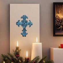 Castleore Easy Wall Hanging Home Decor Religious Christian Crosses For Wall Best For Home Office And As Gift Size L 10.2 W 7.6 Blue Antique - 如圖 - 查看 4