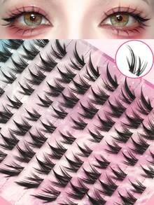 104 Pieces Of 10-16mm Curly Thick And Shiny Artificial Eyelashes, With A Natural And Eye-Catching Effect, Lightweight Design, Reusable, Perfect For Creating Gorgeous Eyelash Clusters, Eyelash Tufts, Single Eyelashes, And Artificial Eyelashes. - C - 查看 1