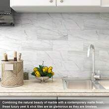 CYPNVAOVI Azulejos adhesivos para azulejos de cocina despegar y pegar azulejos de baño azulejos adhesivos de mármol de 3.9 x 11.8 pulgadas Gris 16 azulejosFashion - 219614678 - Ver 5