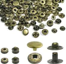 50Sets Snap Button Kit, 12mm Leather Snaps Fasteners, Metal Button Press Studs For Fabric Leather Bag Clothes Jackets Bracelets DIY For Sewing Accessories (Bronze) - ColorH - 查看 1
